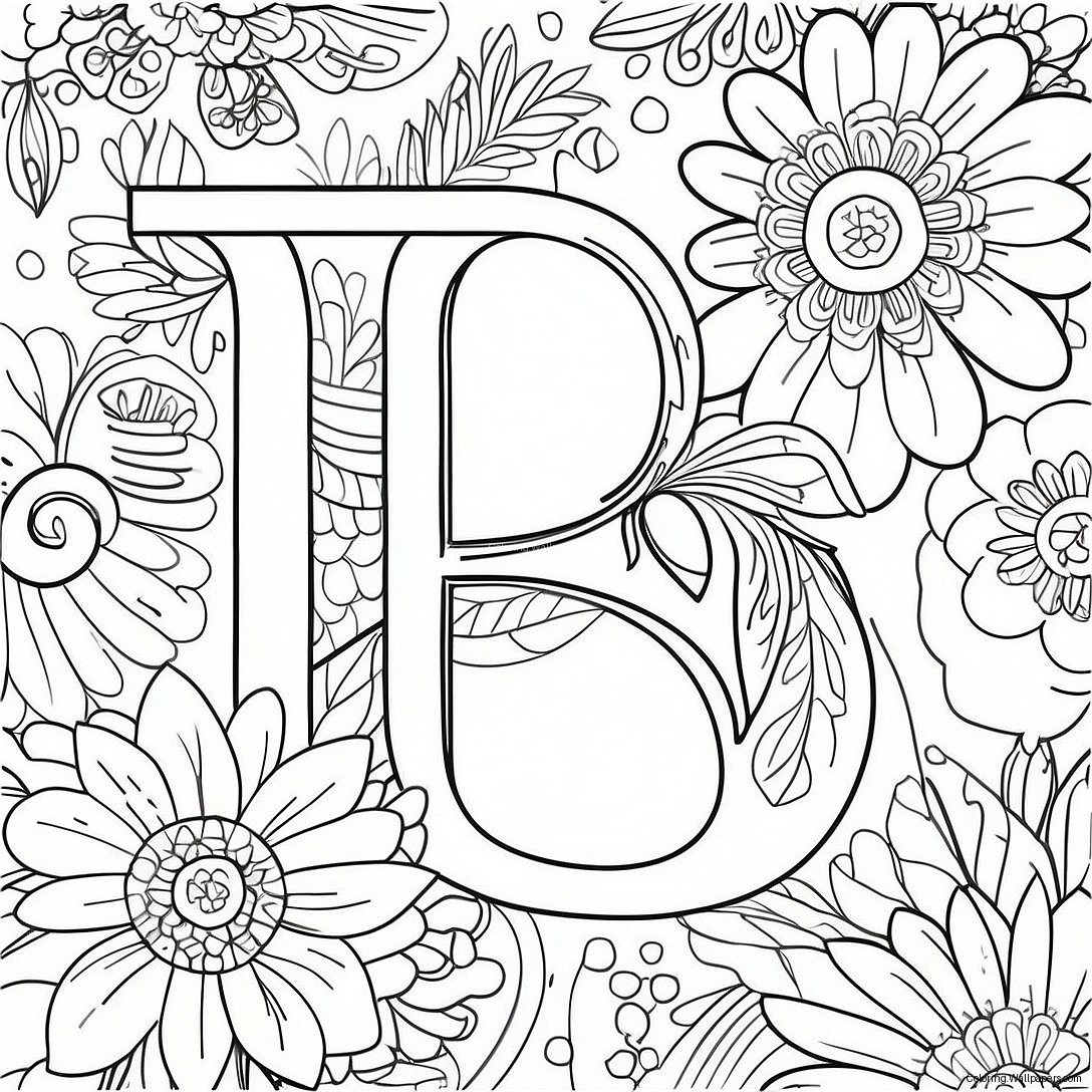 Elegant Flower Letter Coloring Page 49933