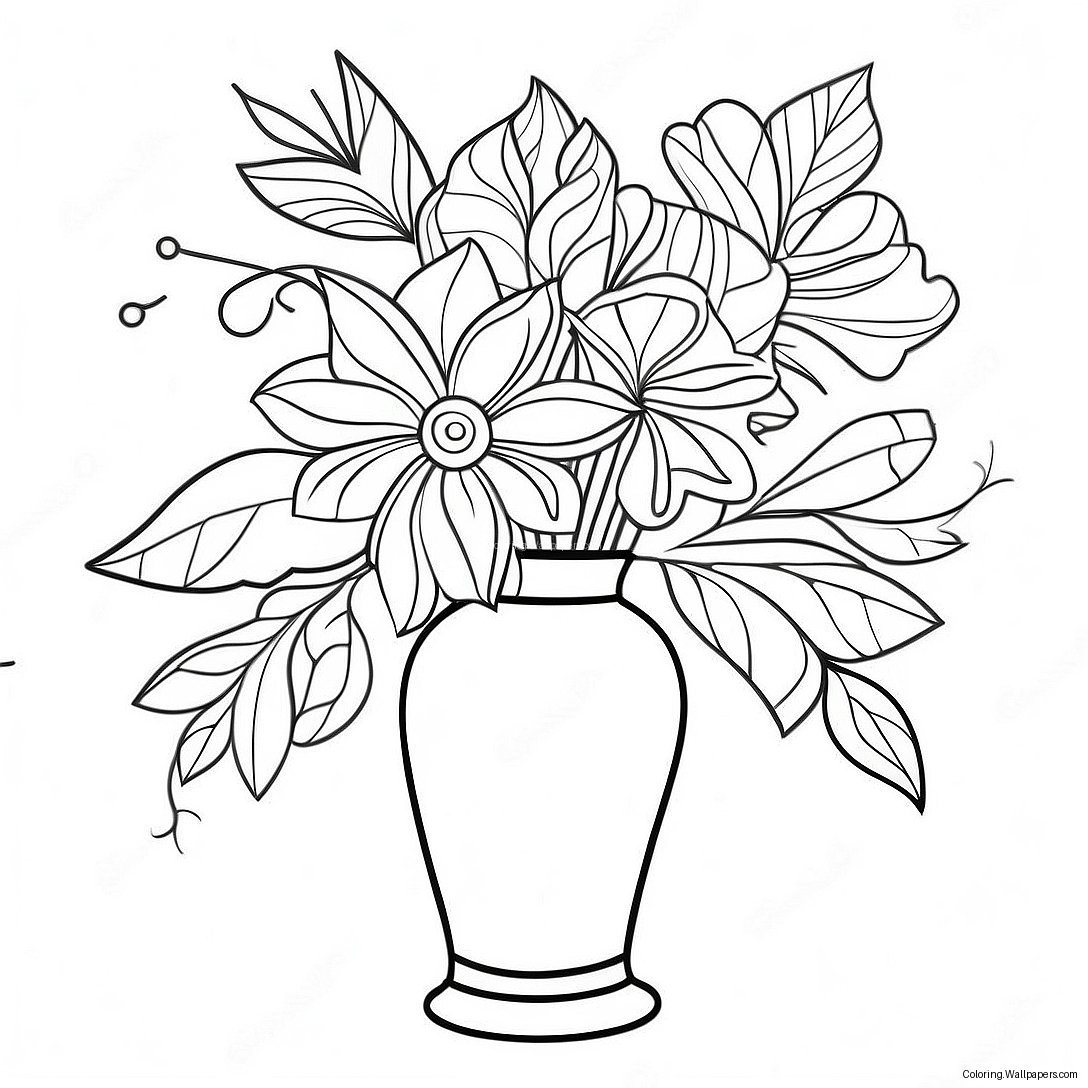 Page À Colorier D'un Vase De Fleurs Élégant 36331