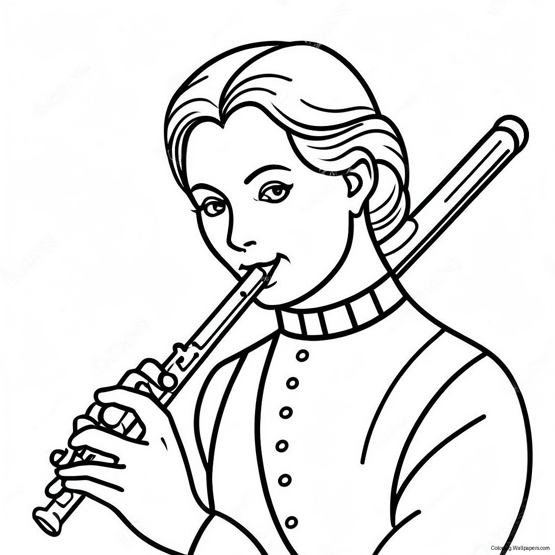 Elegant Flute Player Coloring Page 39035