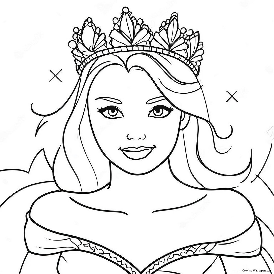 Elegant Ice Queen In A Sparkling Dress Coloring Page 37133