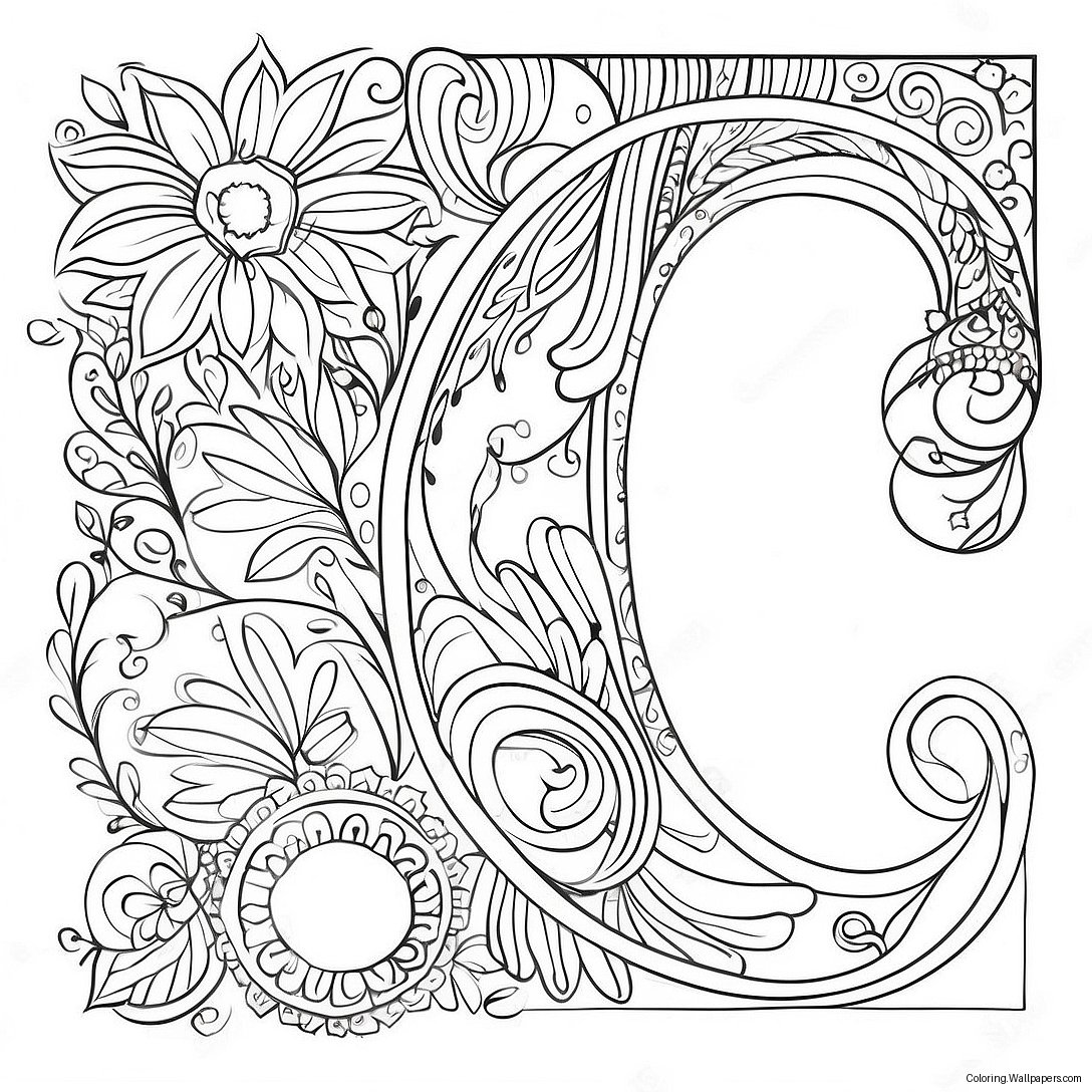 Elegant Letter Designs Coloring Page 11291