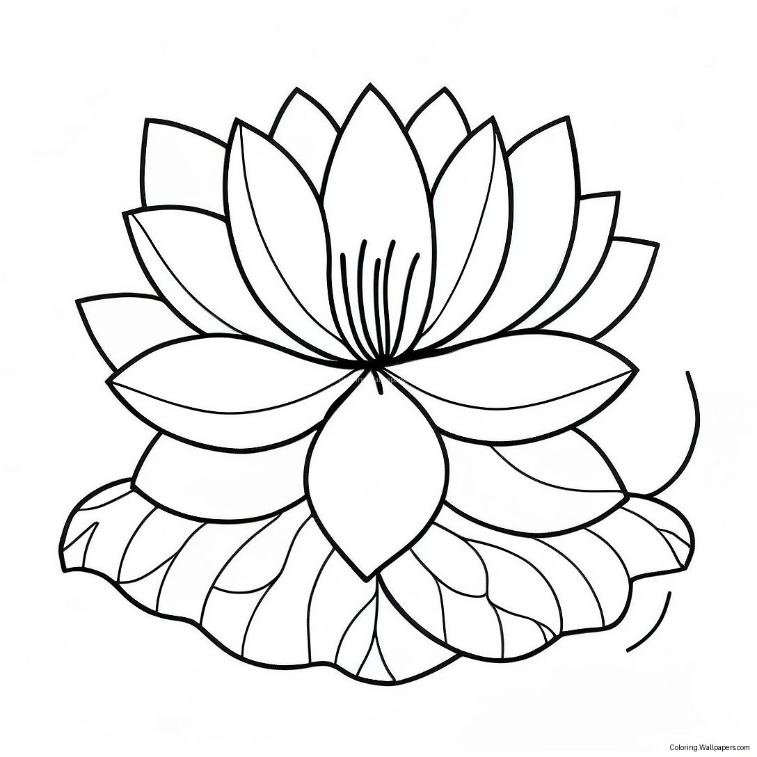 Elegant Lotus Blossom Coloring Page 44703