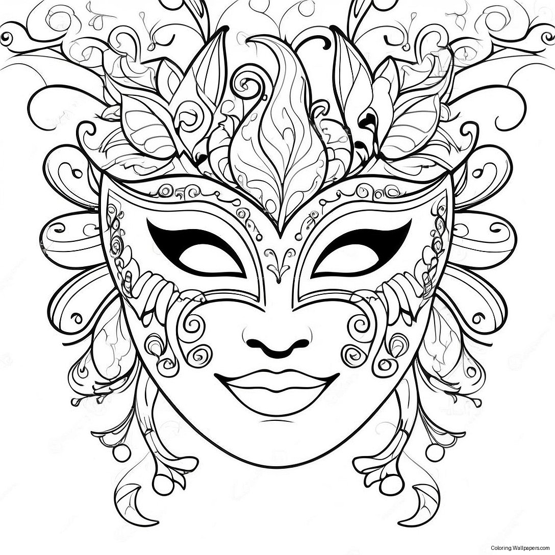 Elegant Masquerade Mask Coloring Page 52966