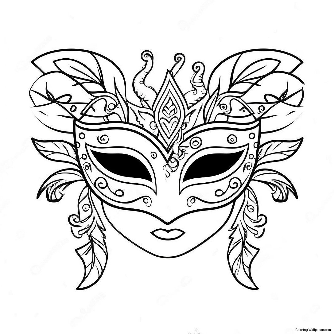 Elegant Masquerade Mask Coloring Page 52968