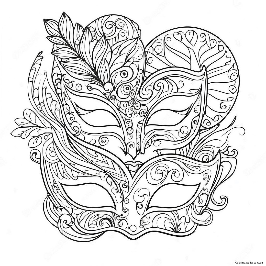 Elegant Masquerade Masks Coloring Page 24265