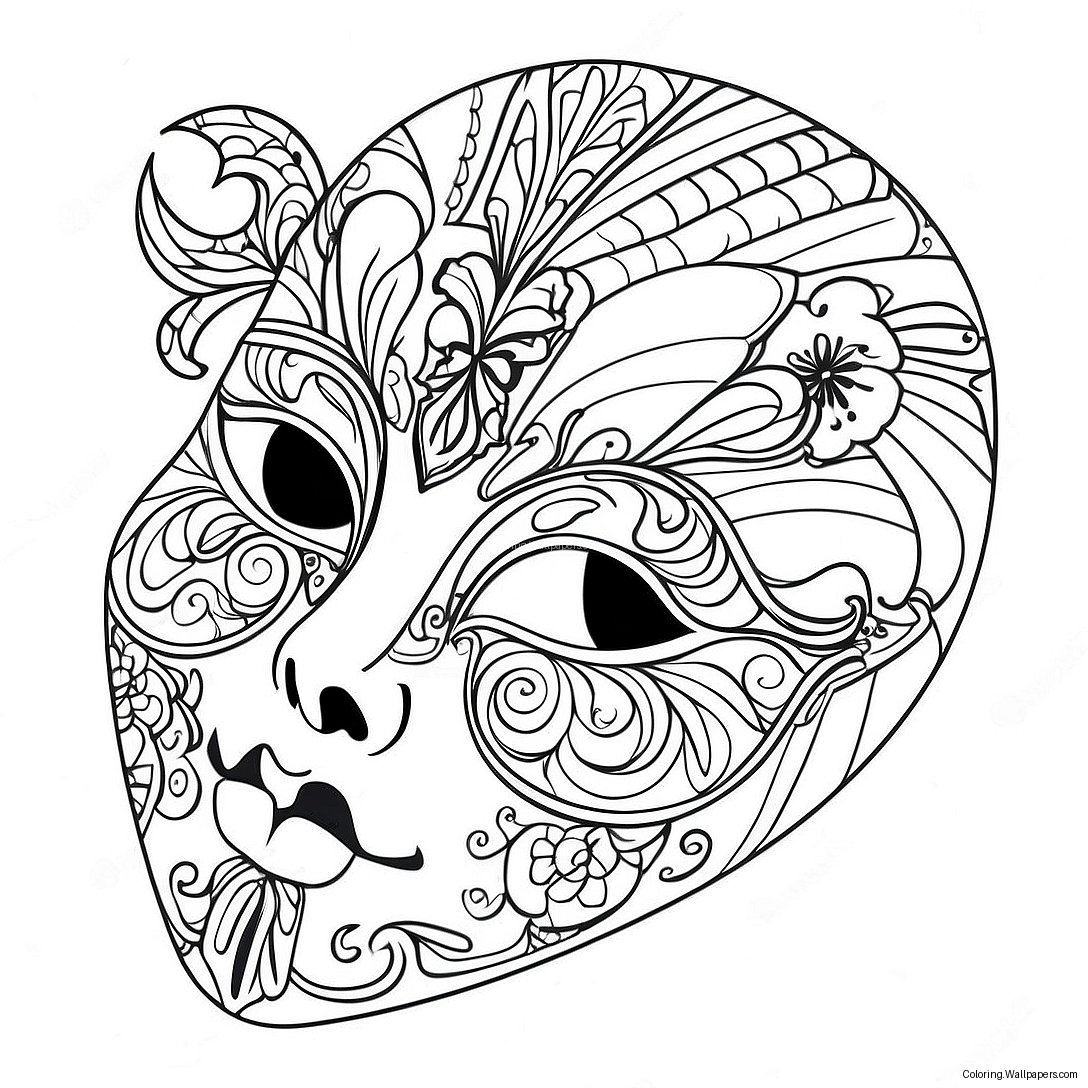 Elegant Phantom Of The Opera Mask Coloring Page 38979