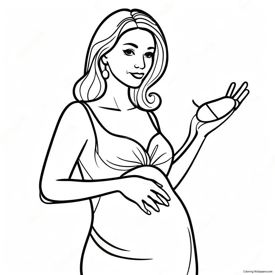 Elegant Pregnant Woman In A Dress Coloring Page 47986