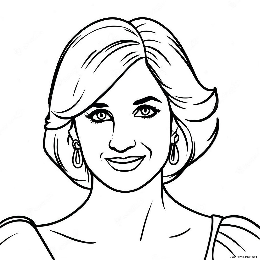 Elegant Princess Diana Portrait Coloring Page 26681