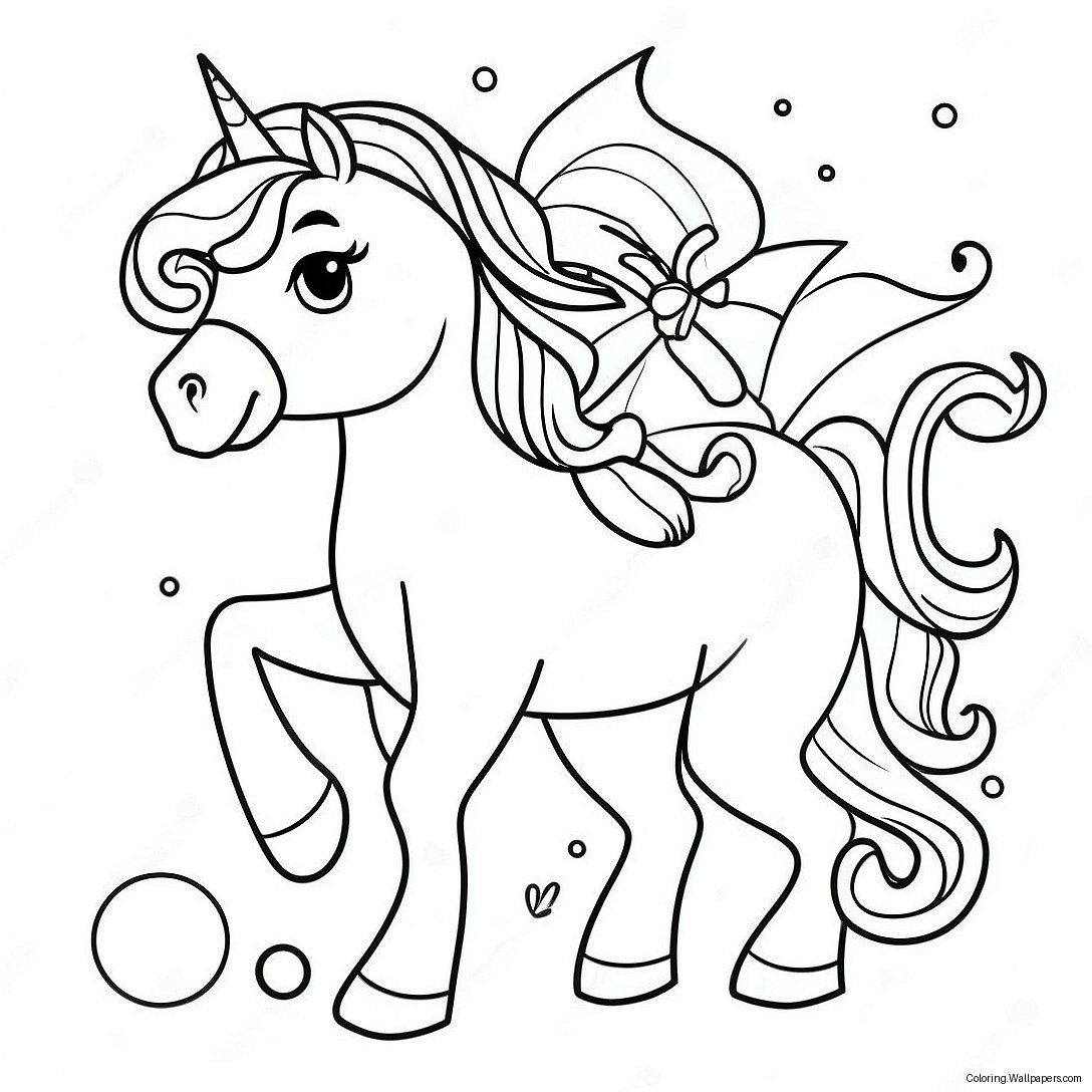 Elegant Princess With A Sparkling Horse Coloring Page 40253