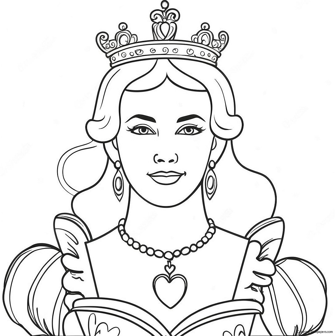 Elegant Queen Of Hearts Coloring Page 44729