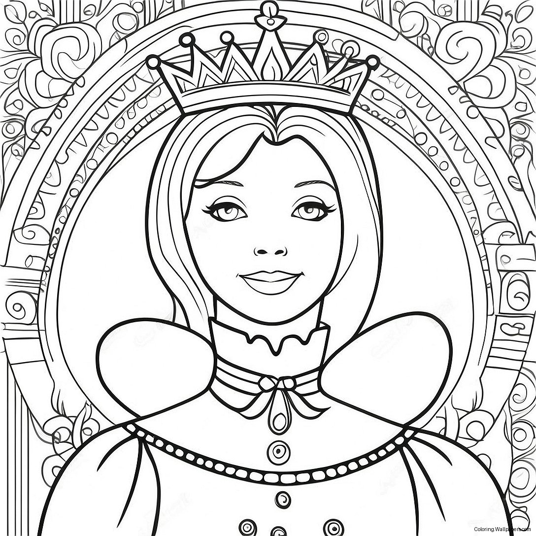 Elegant Queen Of Hearts Coloring Page 44730