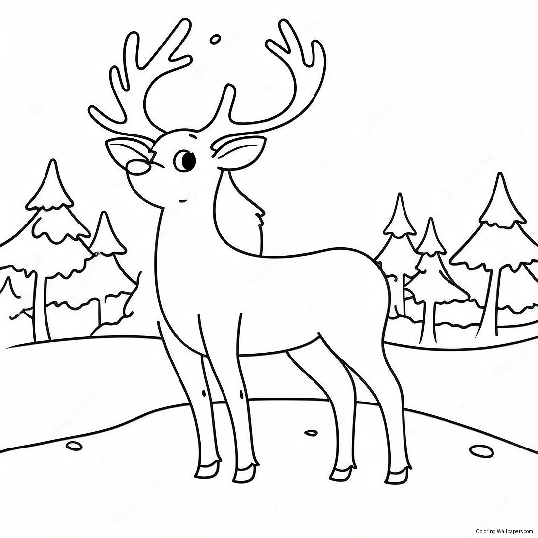 Elegant Reindeer In Snow Coloring Page 38640