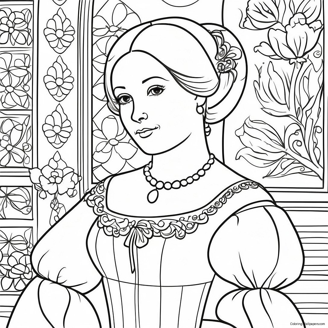 Page À Colorier D'une Élégante Dame De La Renaissance 20700