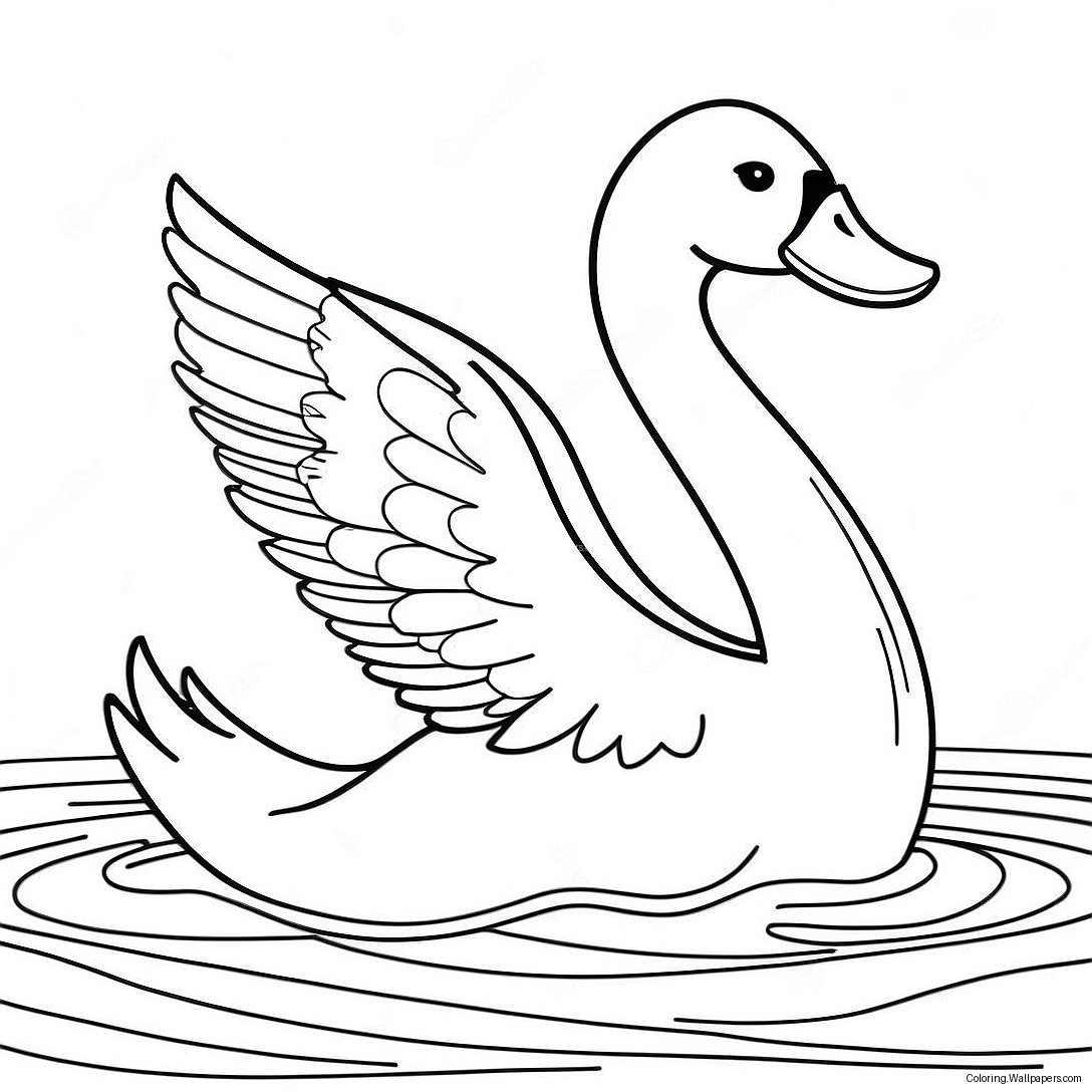 Página Para Colorir Do Cisne Elegante Deslizando Na Água 11990