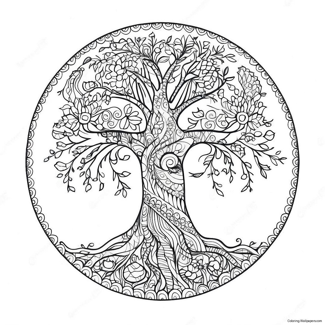 Elegant Tree Of Life Mandala Coloring Page 44654