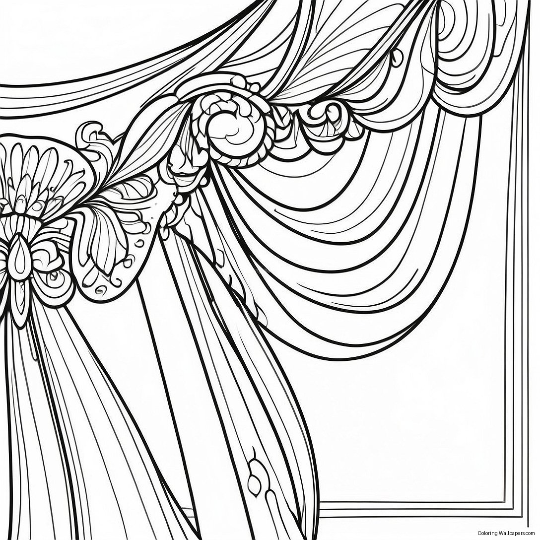 Elegant Velvet Drapery Coloring Page 5157