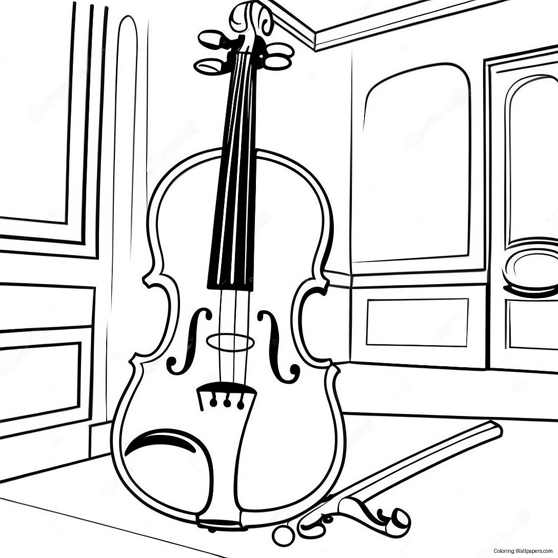 Elegant Violin I Ett Musikrum Färgläggningssida 31099