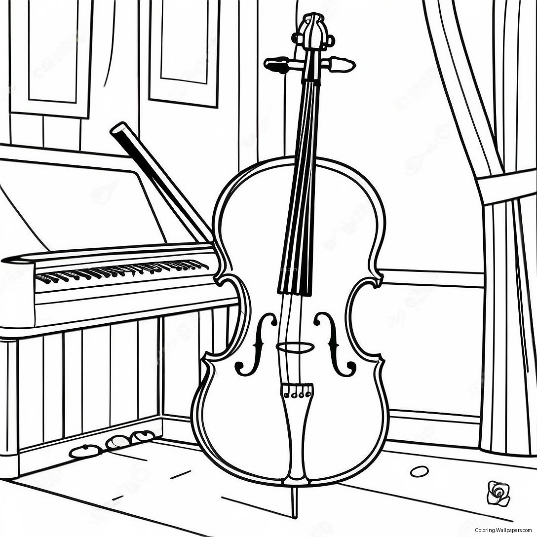 Elegant Violin I Ett Musikrum Färgläggningssida 31100