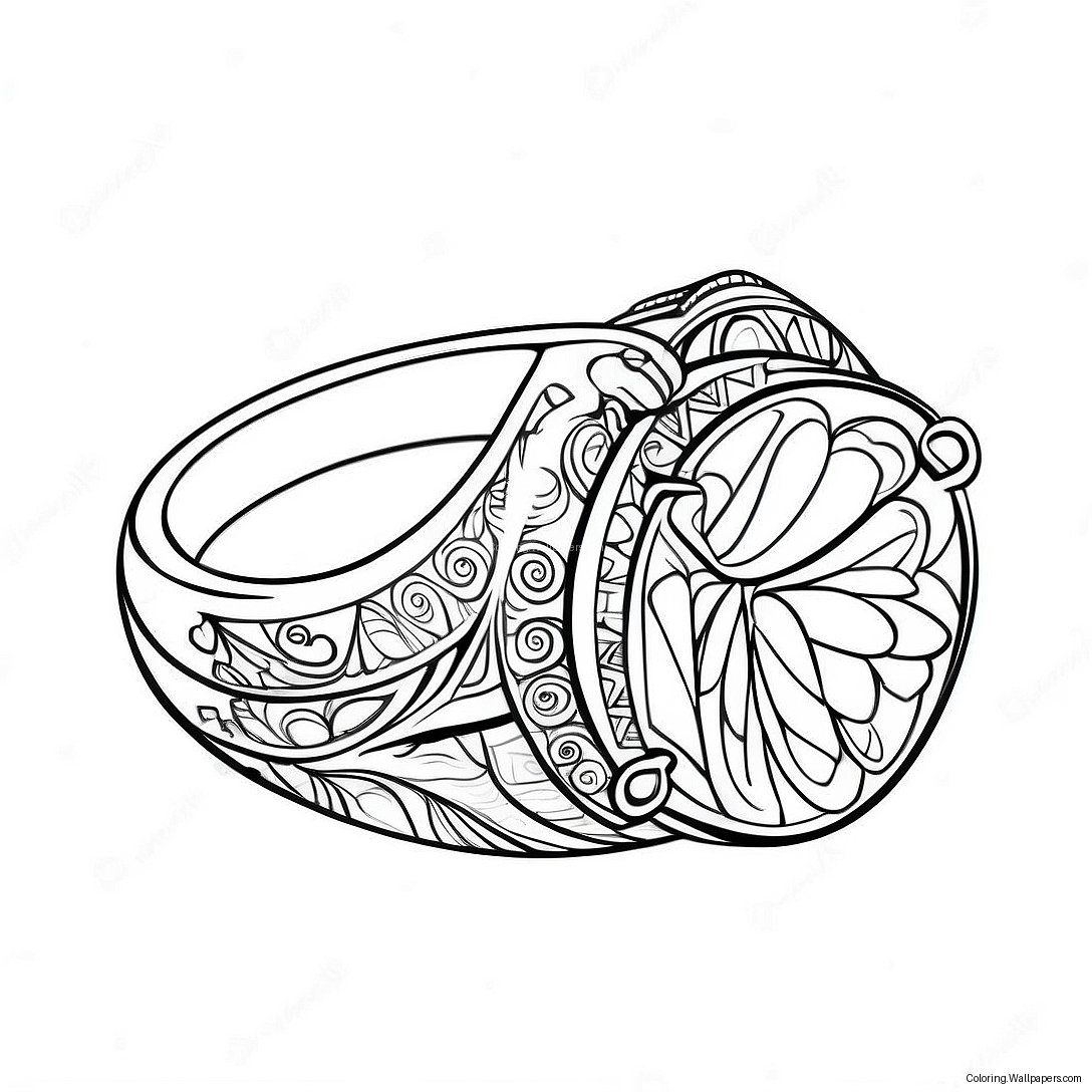 Elegant Wedding Ring Coloring Page 51184