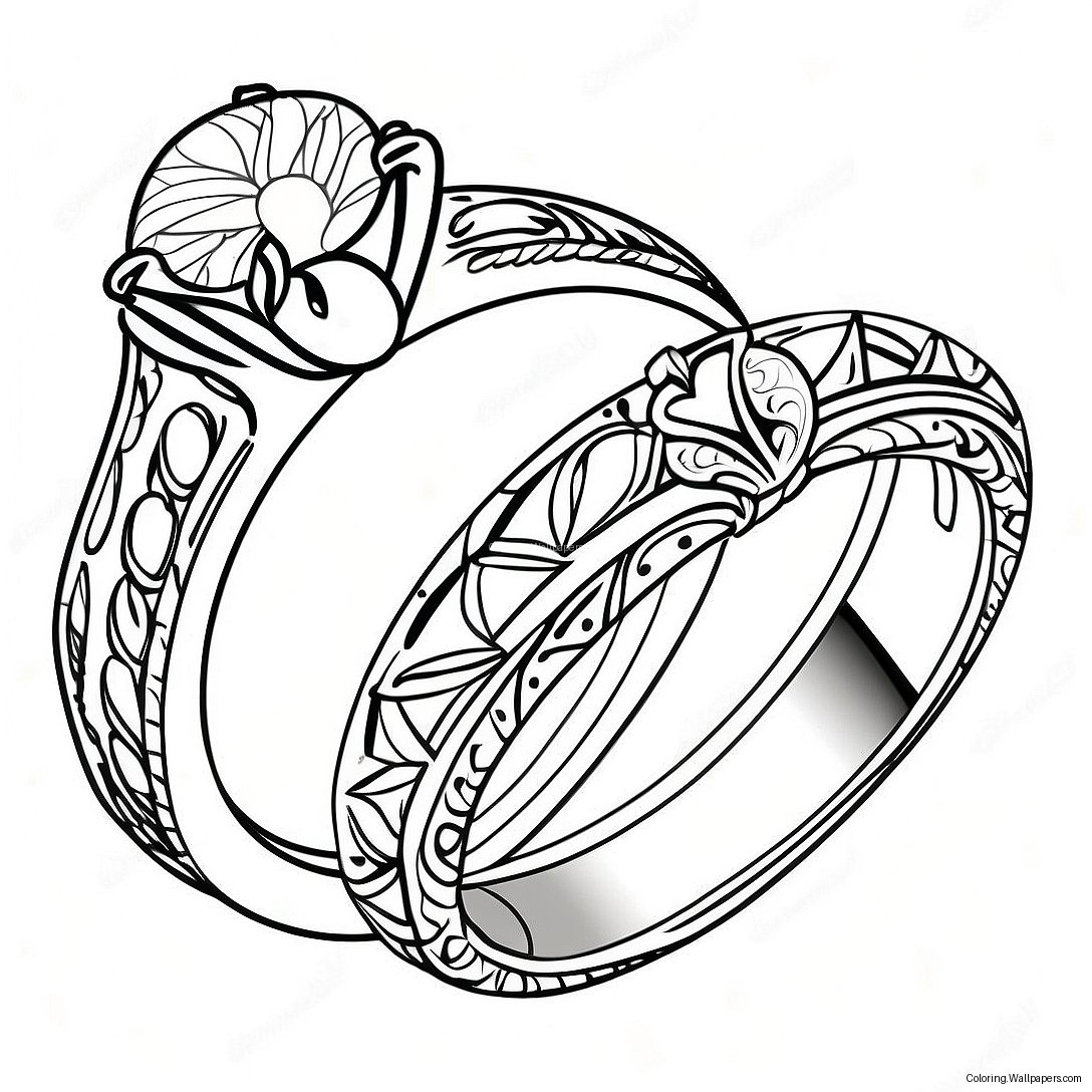 Elegant Wedding Ring Coloring Page 57693