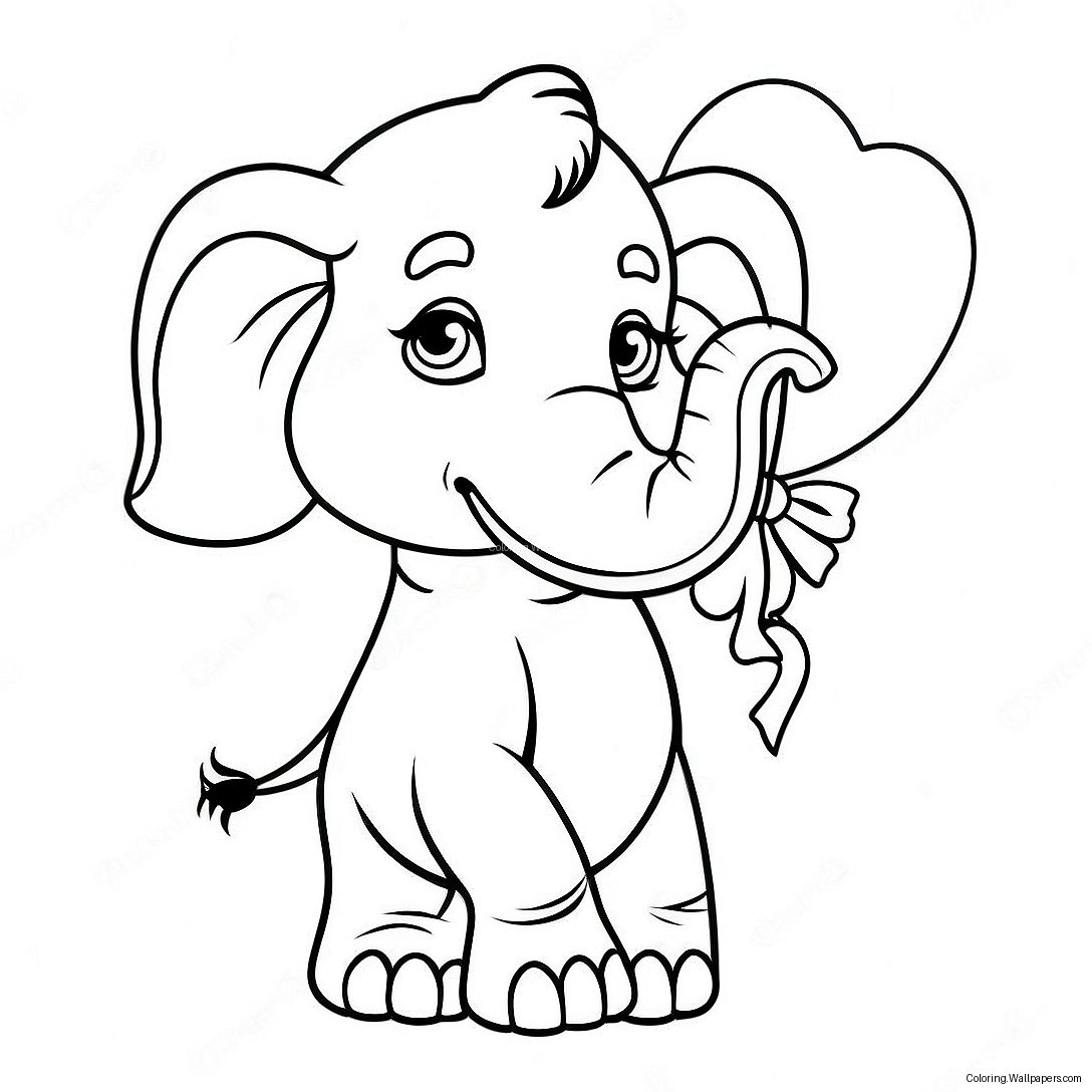 Página Para Colorear De Elefante Con Globos Coloridos 7033