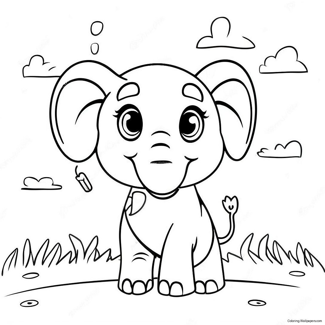 Página Para Colorear De Elefante Con Globos Coloridos 7035