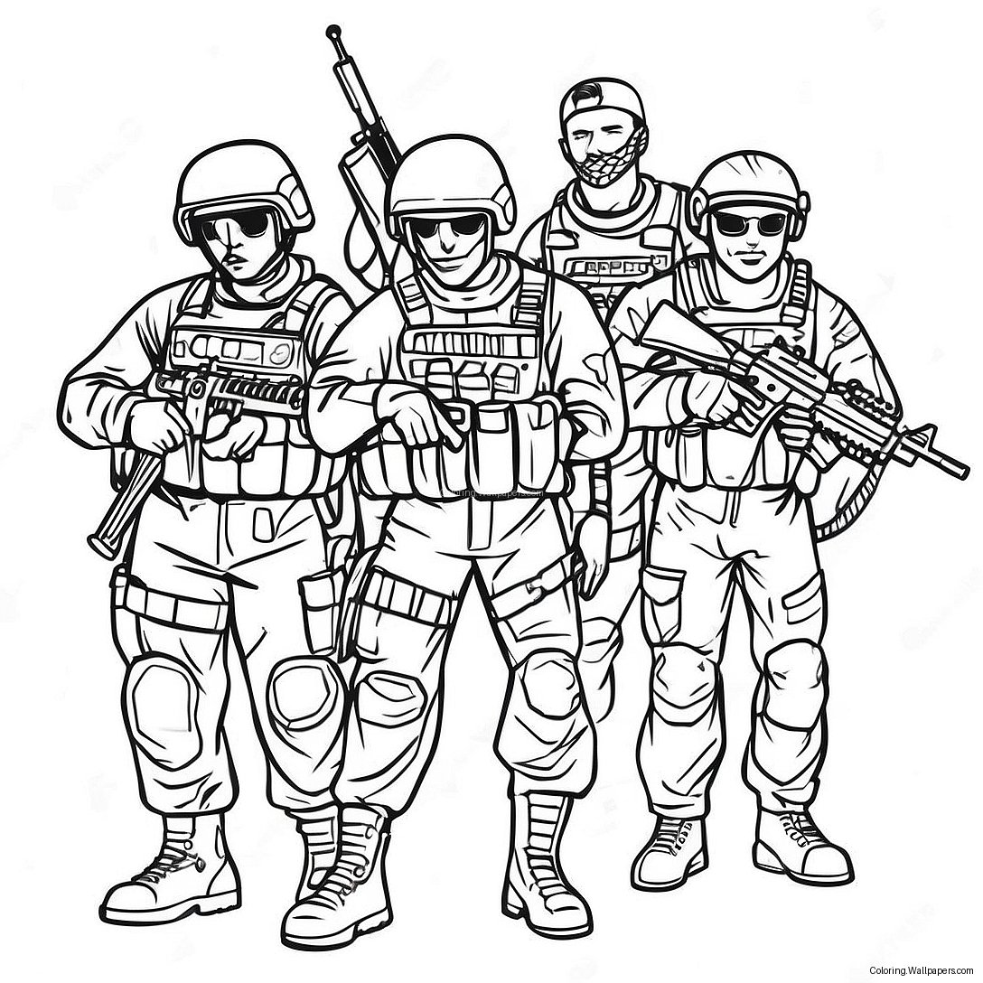 Elite Special Forces Team Coloring Page 42030