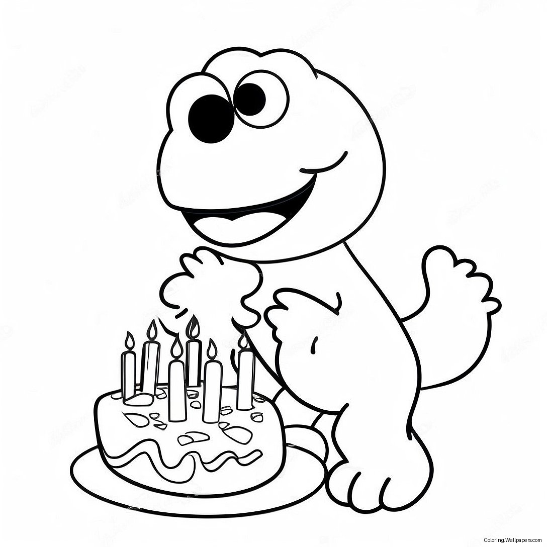 Elmo Celebrating Birthday Coloring Page 55357