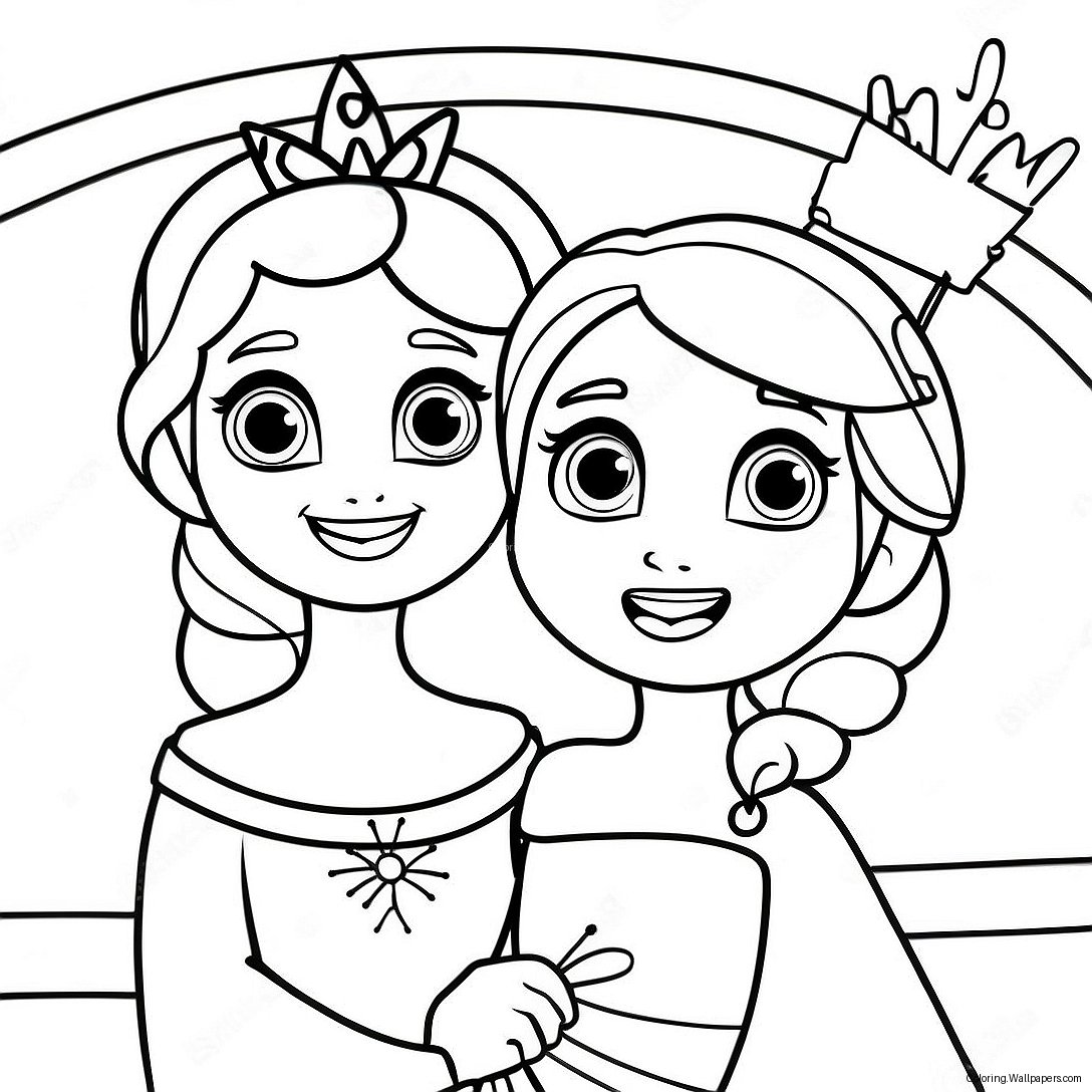 Página Para Colorir Da Celebração De Aniversário Da Elsa E Anna 43025