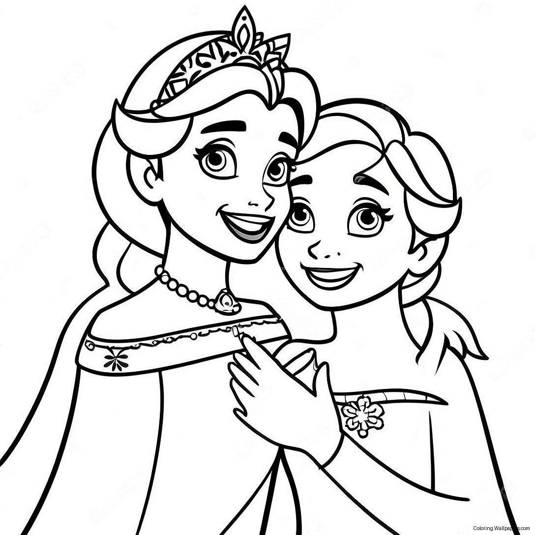 Pagina Da Colorare Celebrazione Di Compleanno Di Elsa E Anna 43026