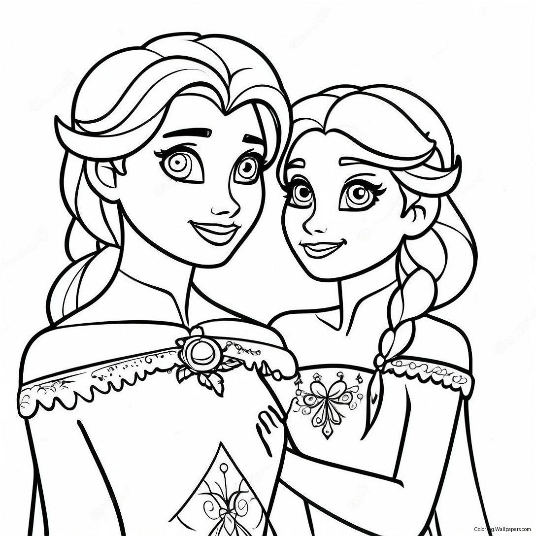 Página Para Colorear De Elsa Y Anna 10220