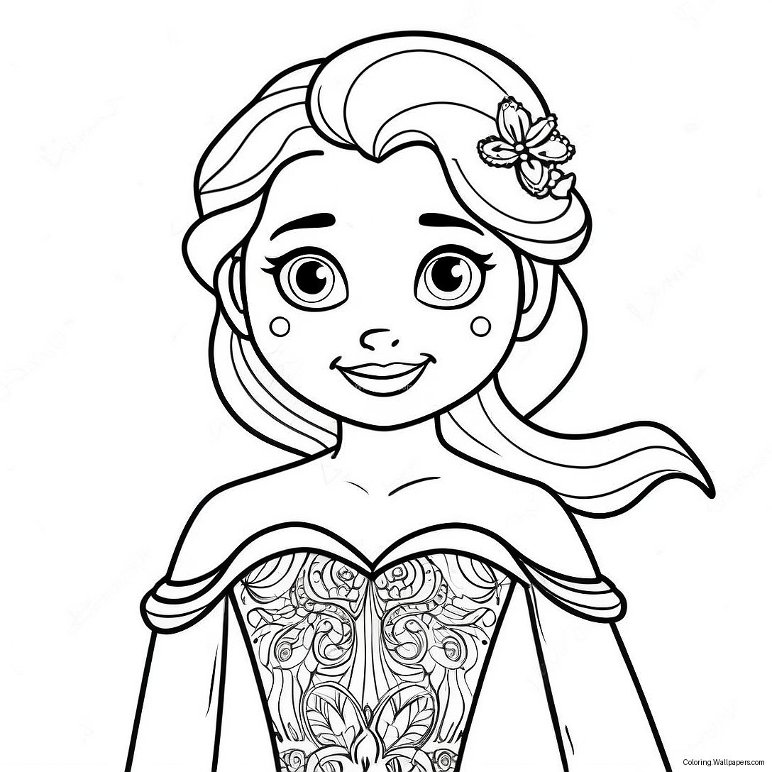 Página Para Colorear De Elsa En Un Vestido Festivo 41514