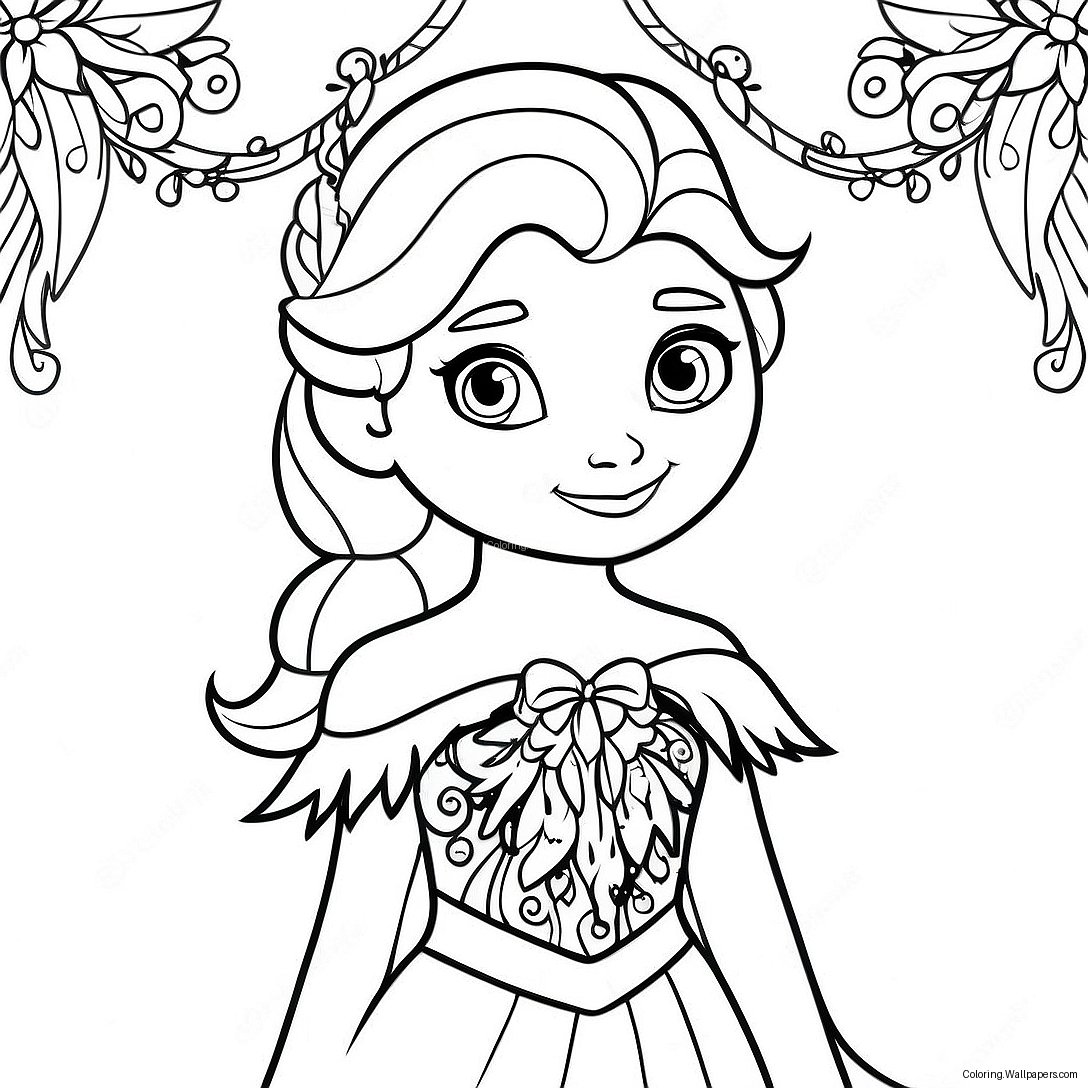 Page À Colorier D'elsa En Robe Festive 41515