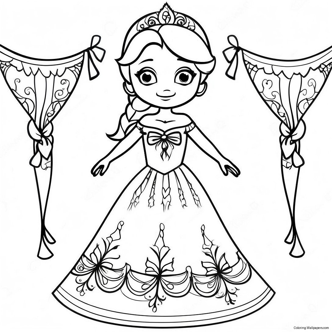 Página Para Colorear De Elsa En Un Vestido Festivo 41516