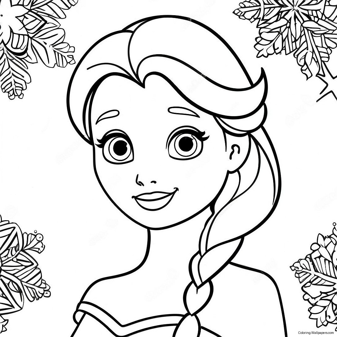 Página Para Colorear De Elsa Con Copos De Nieve 2843