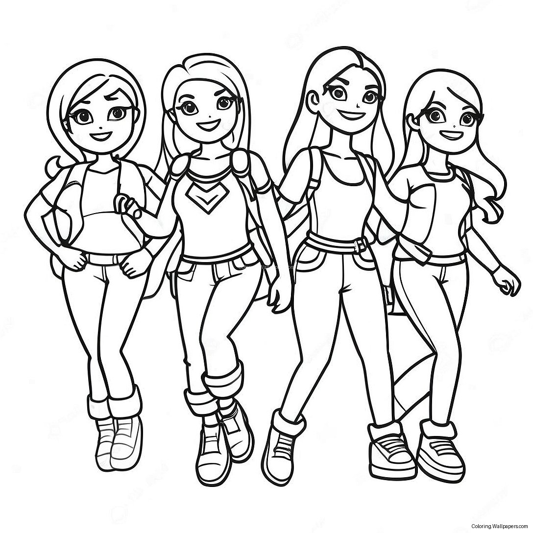 Empowered Girls In Action Coloring Page 32280