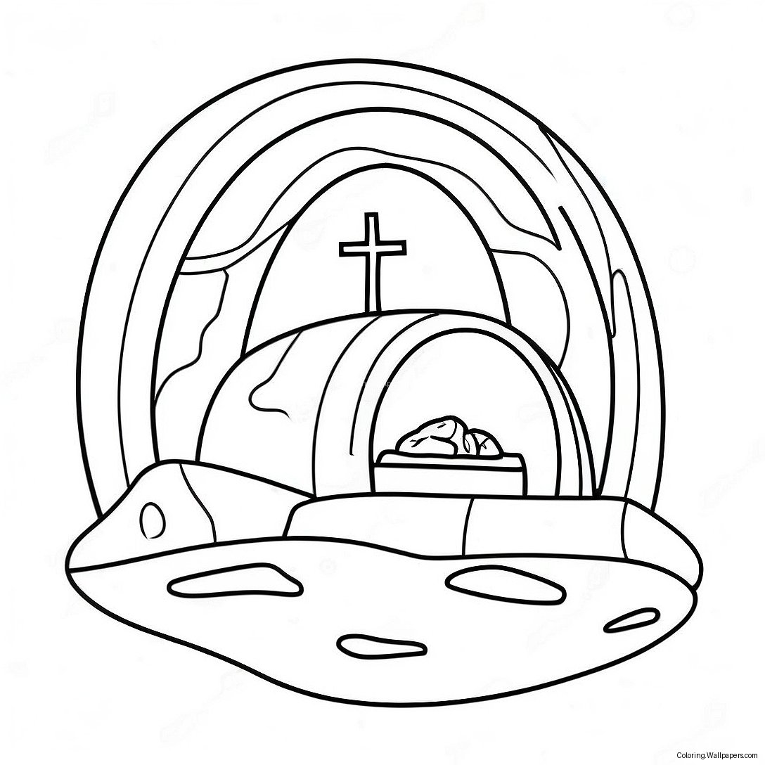 Empty Tomb With Glowing Light Coloring Page 46663