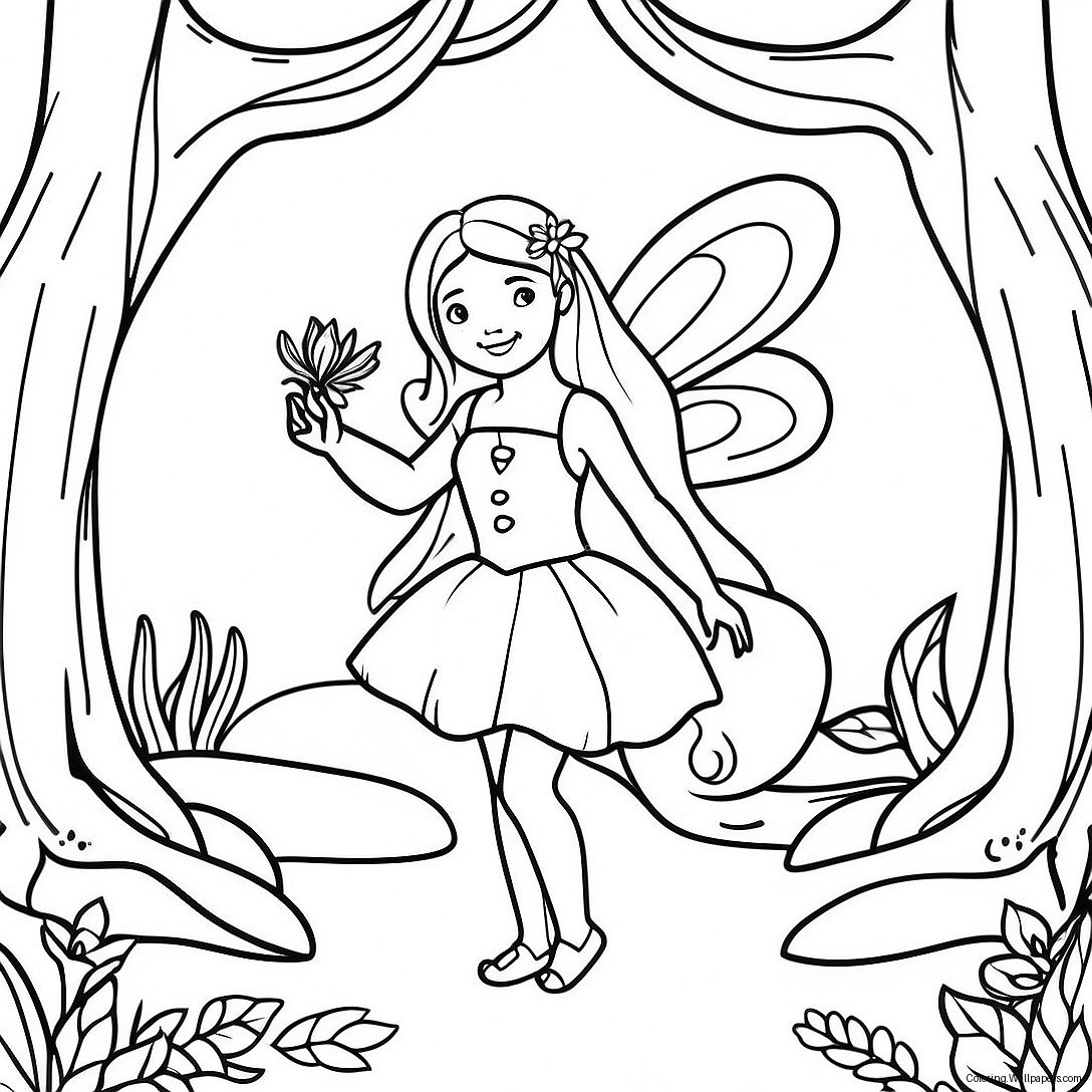 Enchanted Fairy In The Magical Forest Coloring Page 5287