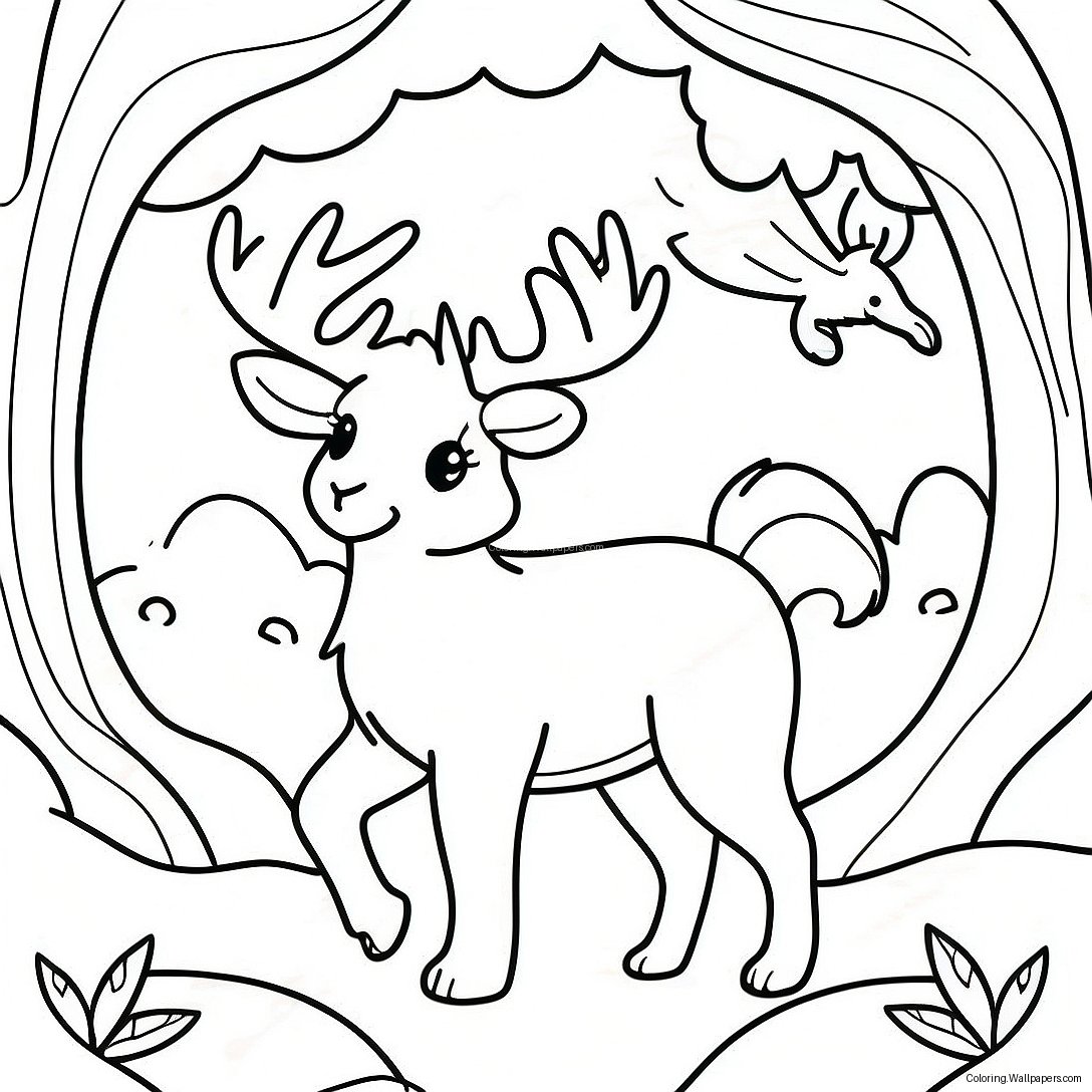 Enchanted Forest With Magical Creatures Coloring Page 35829