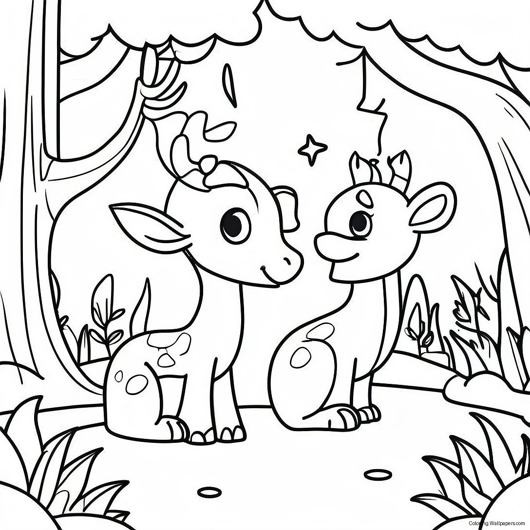 Enchanted Forest With Magical Creatures Coloring Page 35830