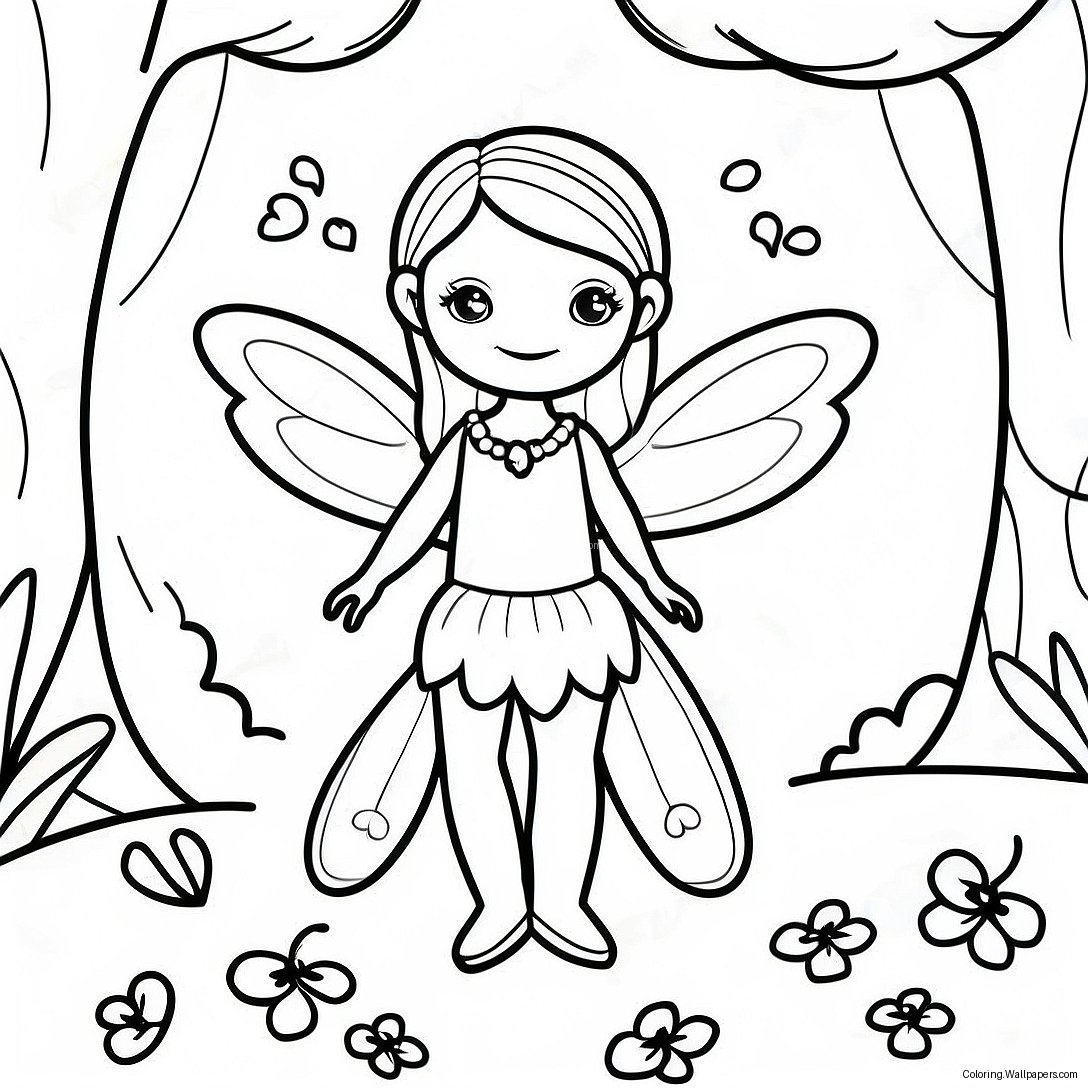 Enchanting Fairy In A Forest Coloring Page 9031