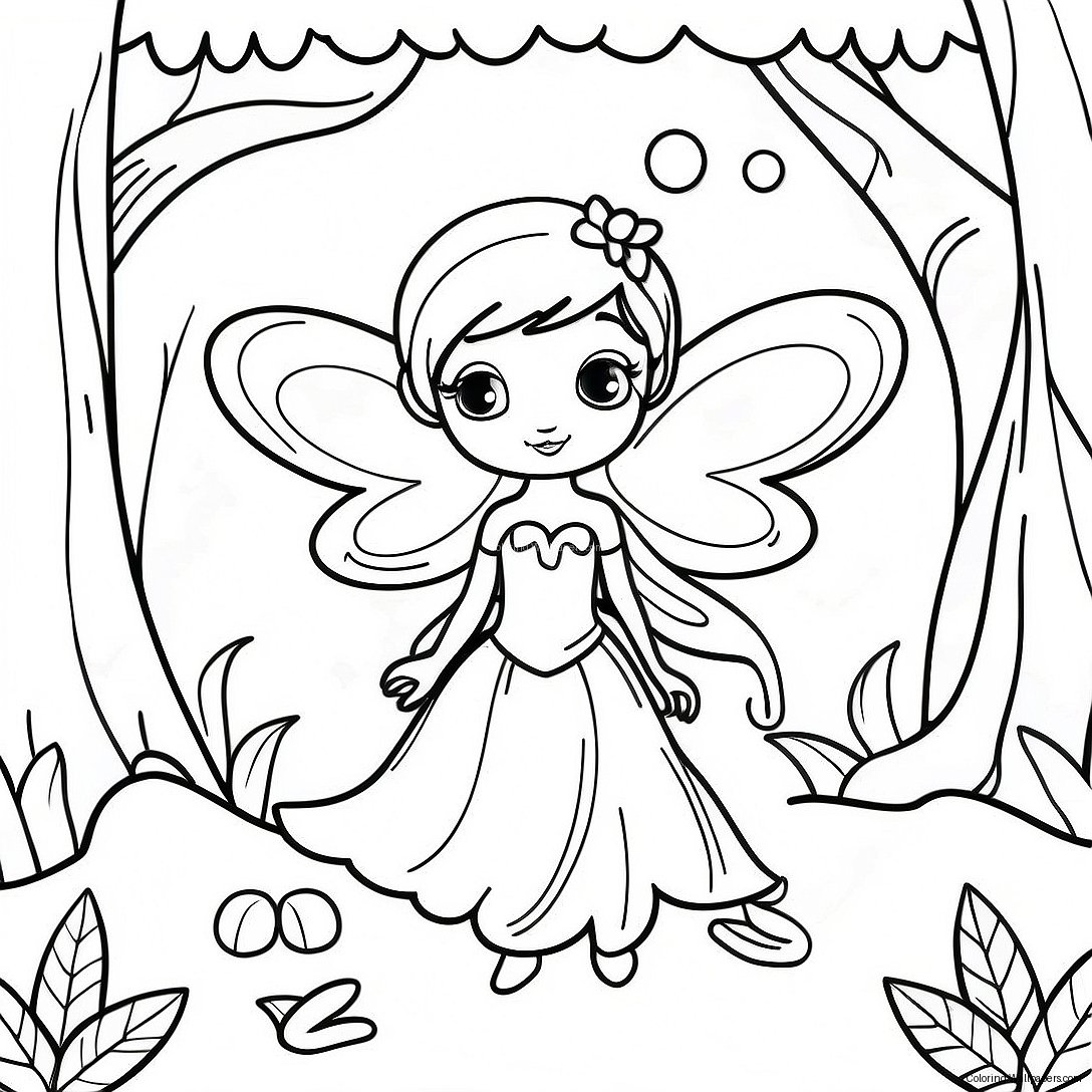 Enchanting Fairy In A Magical Forest Coloring Page 10286