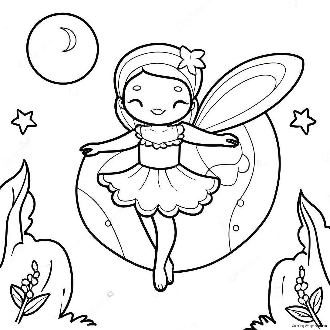 Enchanting Moon Fairy Dancing In The Night Coloring Page 45394