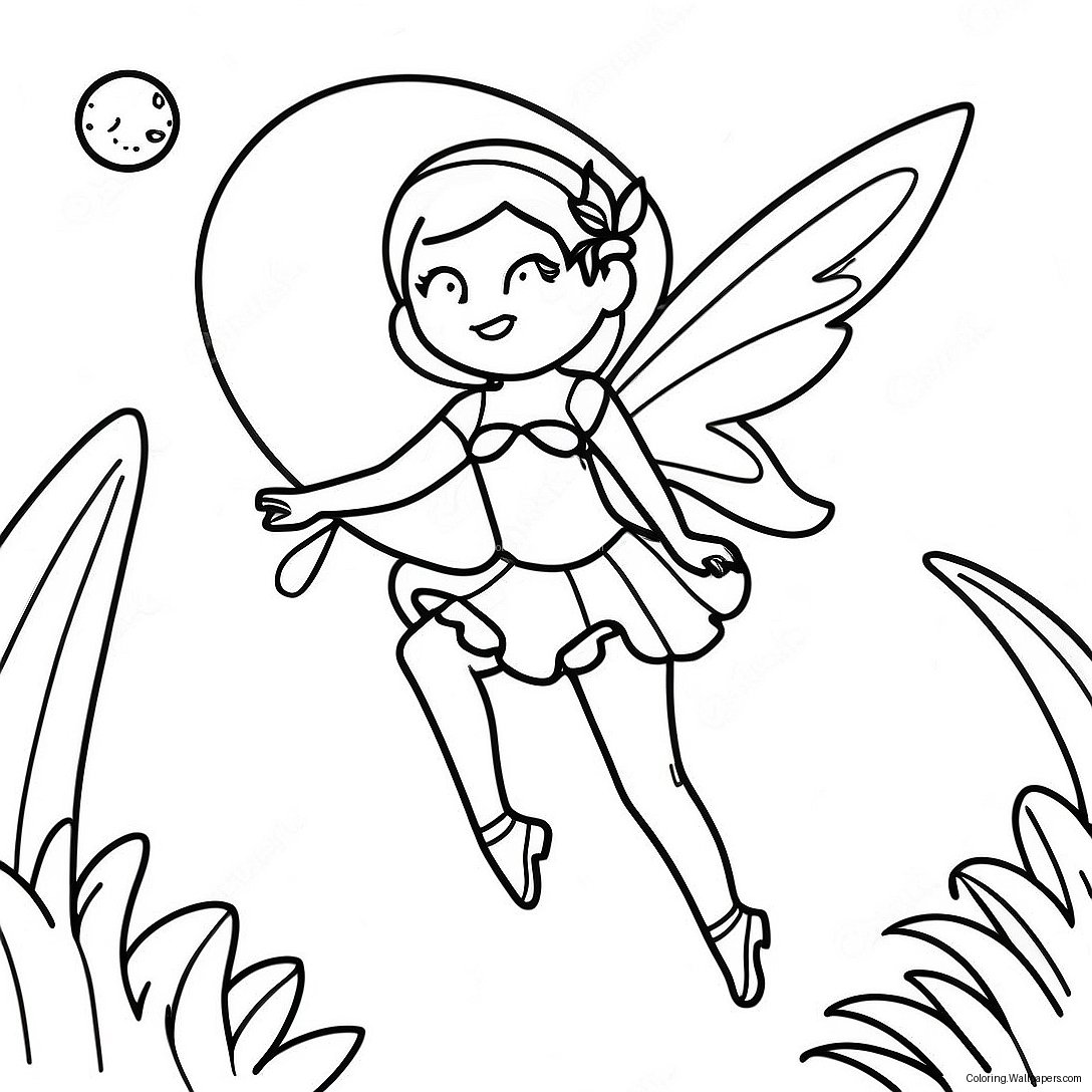 Enchanting Moon Fairy Dancing In The Night Coloring Page 45395