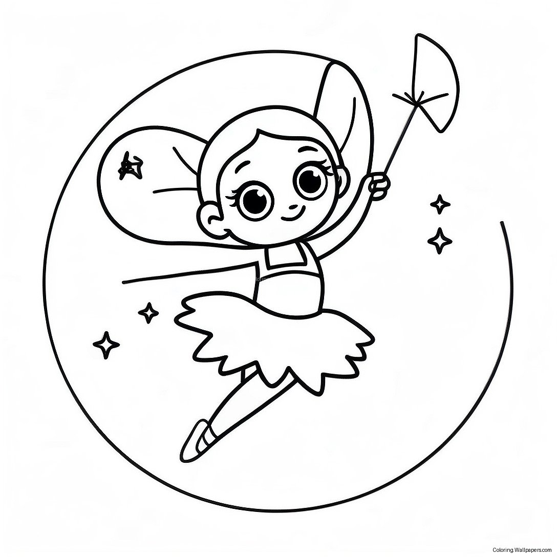 Enchanting Moon Fairy Dancing In The Night Coloring Page 45396