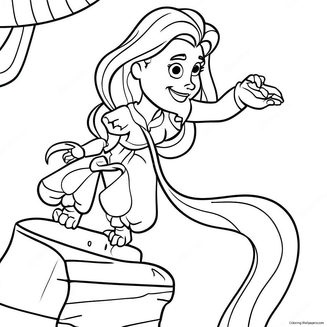 Enchanting Rapunzel In Tower Coloring Page 18419