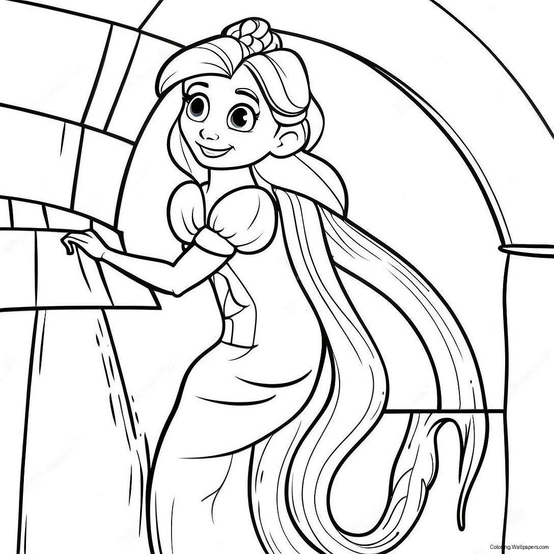 Página Para Colorear De Rapunzel Encantadora En La Torre 18420