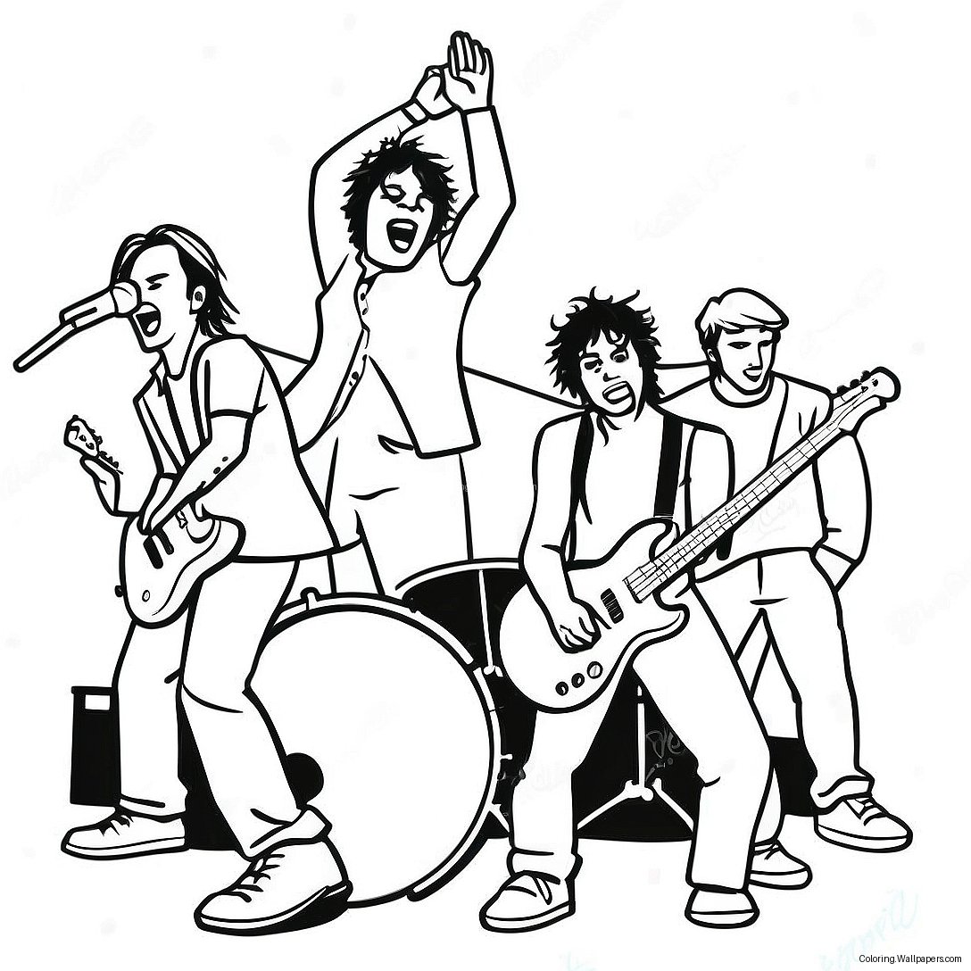 Energetic Rock Band Performance Coloring Page 15856