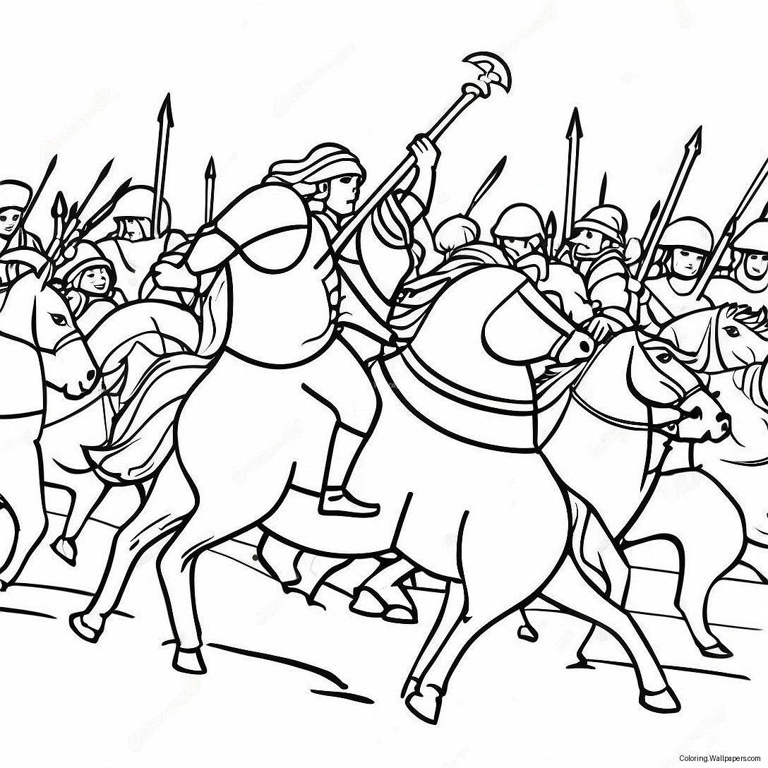 Epic Battle Scene Coloring Page 48678