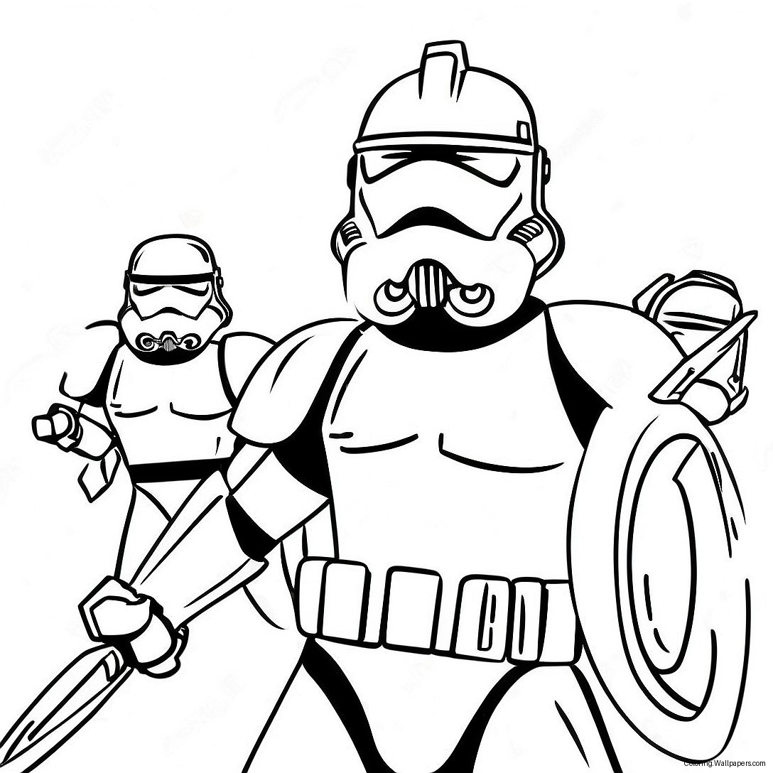 Página Para Colorear De La Épica Batalla De Clone Troopers 1988